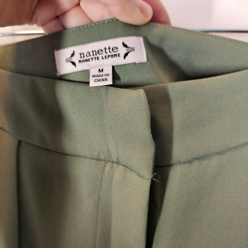 Nanette Lepore Prairie Sage Green Wide‎ Leg Cropped Pants Inseam 25" Size Medium - Picture 10 of 10